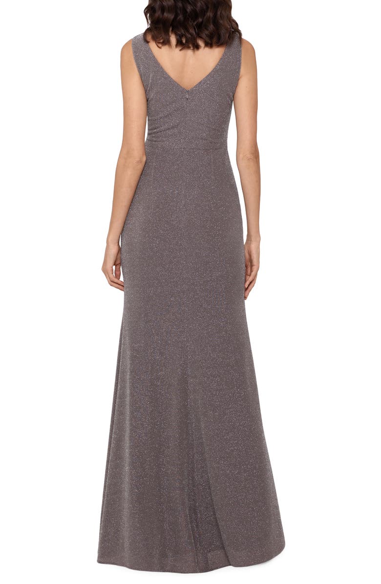 Betsy & Adam Ruffle Front Metallic Knit Gown, Alternate, color, 