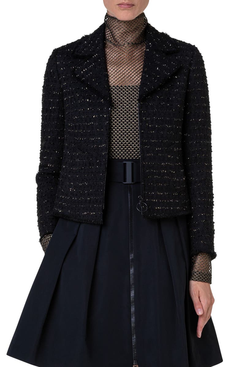 Akris punto Metallic Bouclé Jacket, Main, color, 