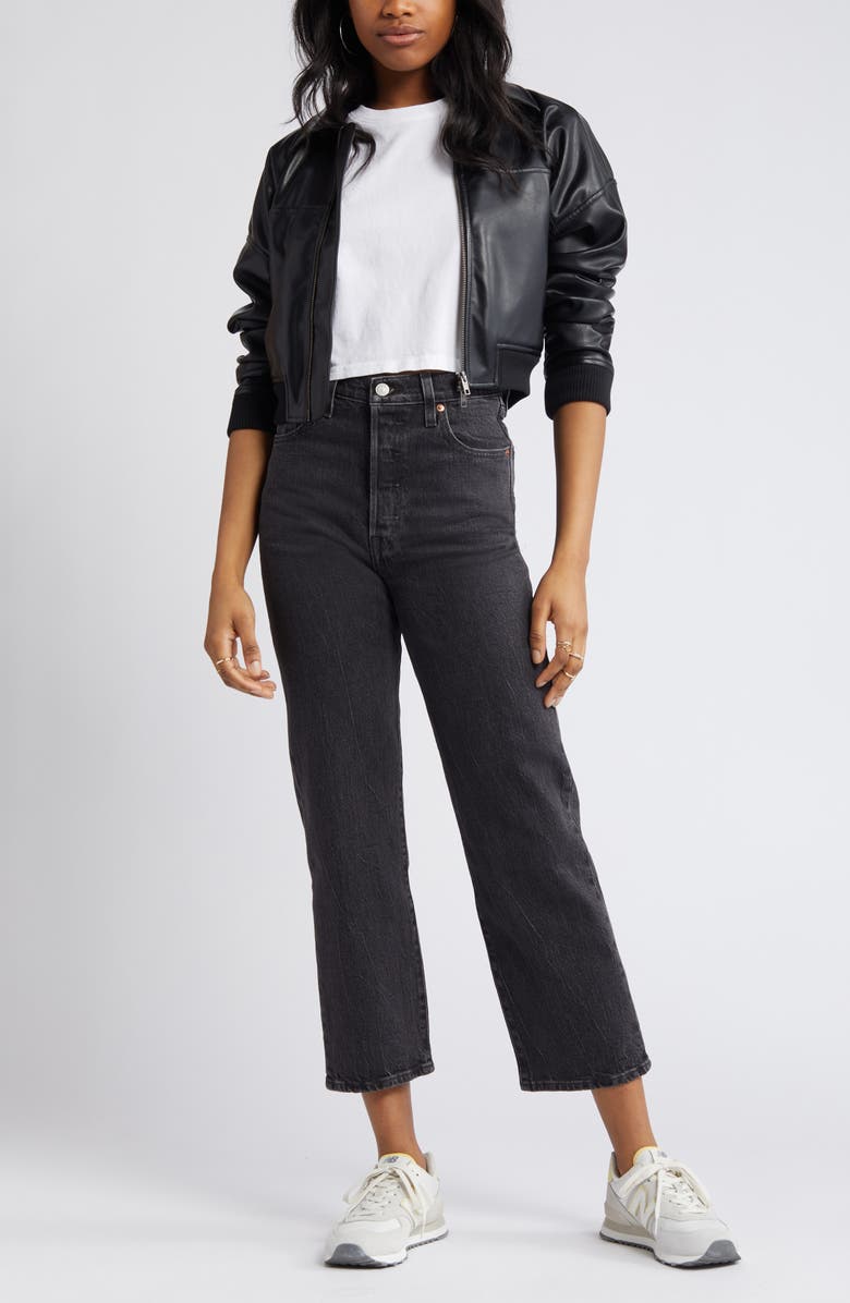 Levi's<sup>®</sup> Ribcage Acid Wash High Waist Ankle Straight Leg Jeans, Main, color,