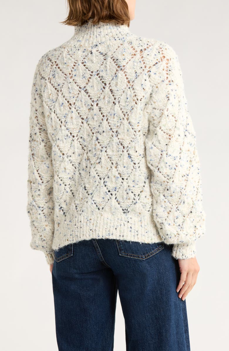 Melrose and Market Fiesta Mock Neck Sweater, Alternate, color, Ivory Dove Mist Multi