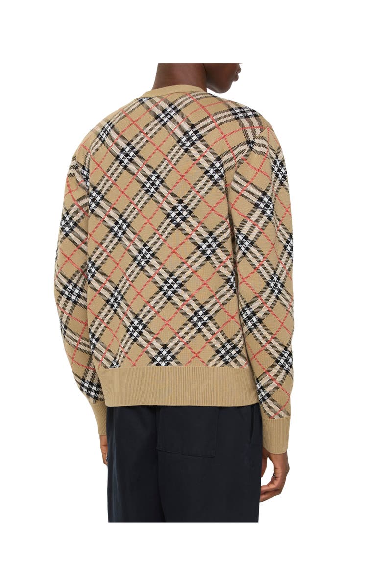 Burberry Check Cotton Wool Cardigan, Alternate, color, Sand Beige