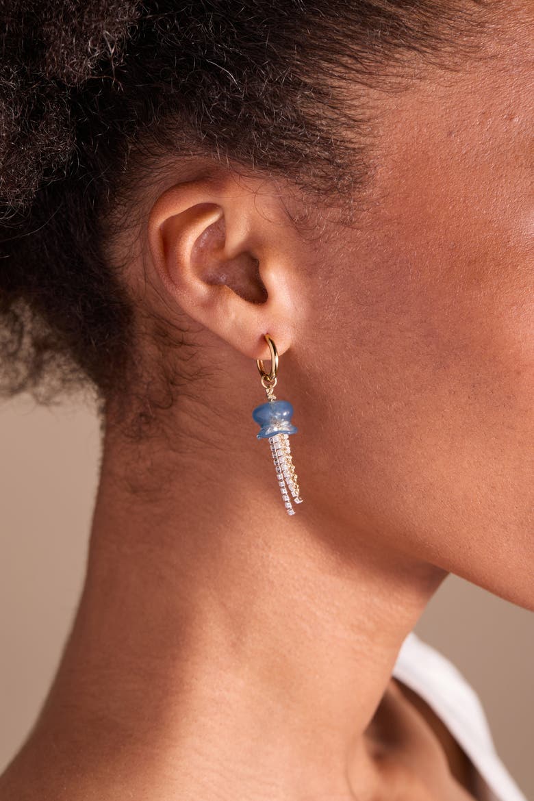 Whimsical Jellyfish Huggie Hoops, Alternate, color, Gold