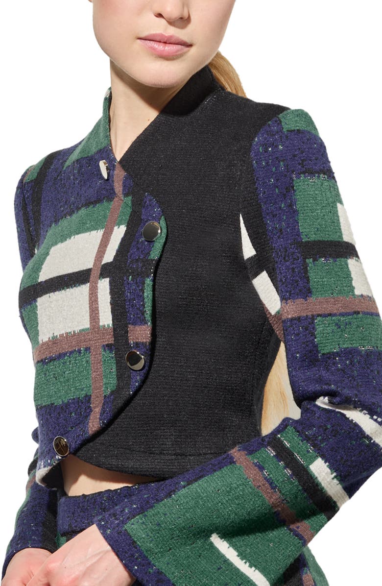 Ming Wang Cozy Asymmetric Faux Button Front Knit Crop Top, Alternate, color, 