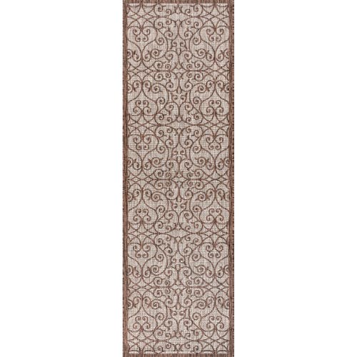 Jonathan Y Madrid Vintage Filigree Textured Weave Indoor/outdoor Area Rug In Taupe/espresso
