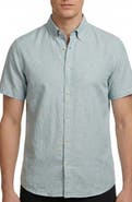 Report Collection Short Sleeve Linen & Cotton Blend Button-Up Shirt
