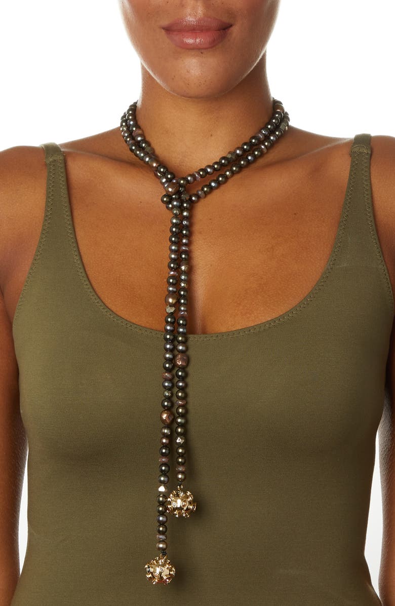 Alexis Bittar Sputnik Freshwater Pearl Lariat Necklace, Alternate, color,