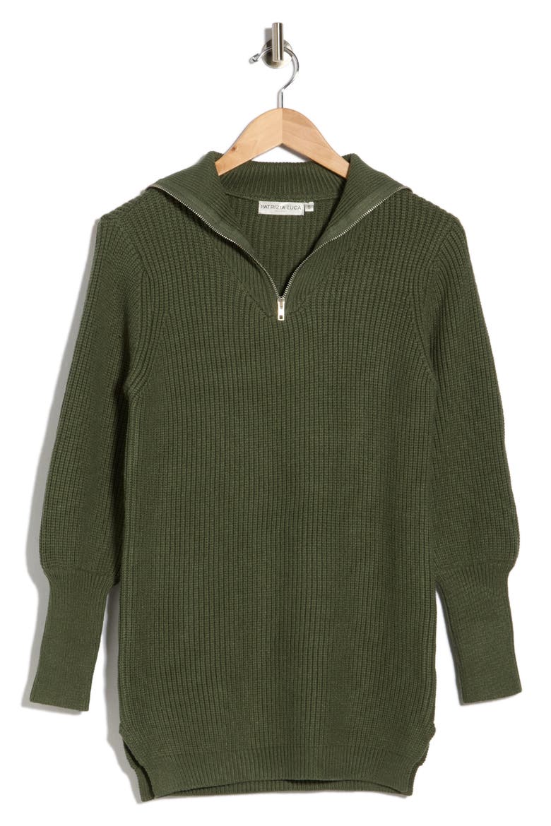 Ribbed Quarter Zip Sweater, Alternate, color, OLIVE
