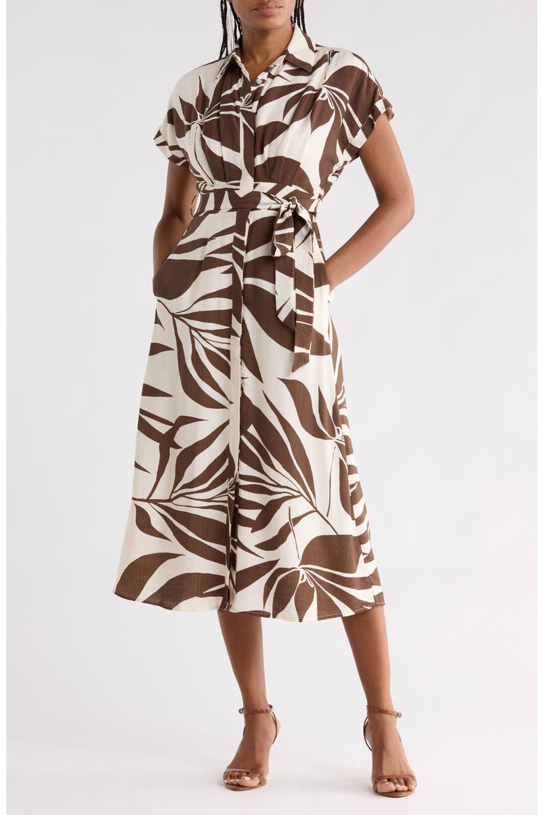 Short Sleeve Shirtdress, Main, color, BROWN