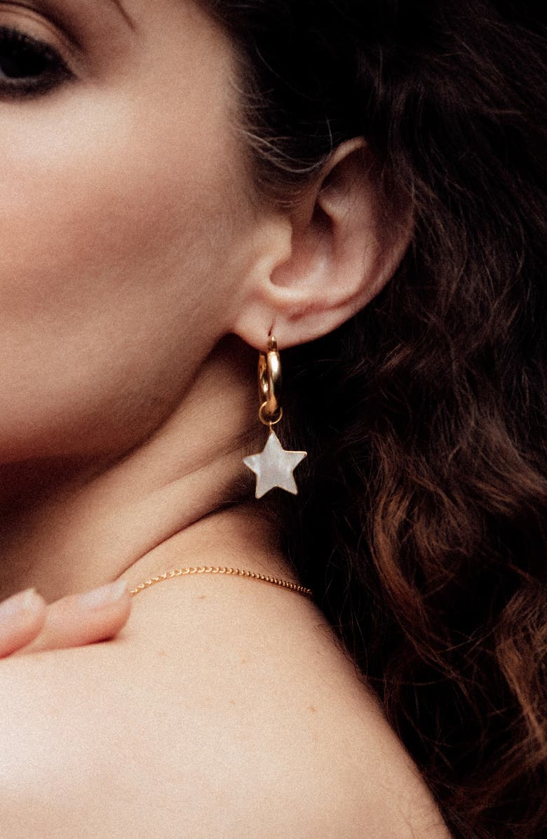 Freya Rose Mini Hoops with Star and Moon, Alternate, color, Gold