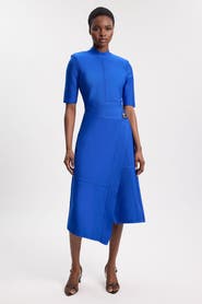 Karen Millen Asymmetric Hem 3/4 Sleeve Midi Dress