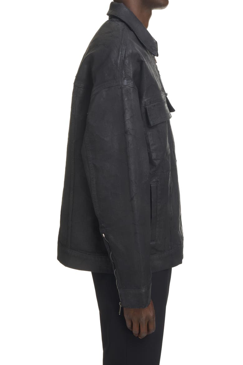 Crackled Coated Denim Jacket, Alternate, color, 001-BLACK