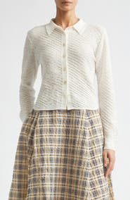 BERNADETTE Turner Crop Linen Blend Check Jacquard Shirt
