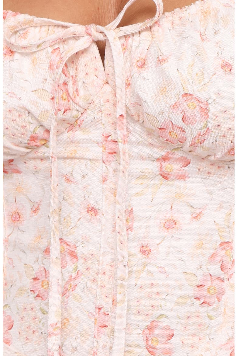 Wisteria Floral Linen & Cotton Midi Dress, Alternate, color, PEACH DITSY FLORAL