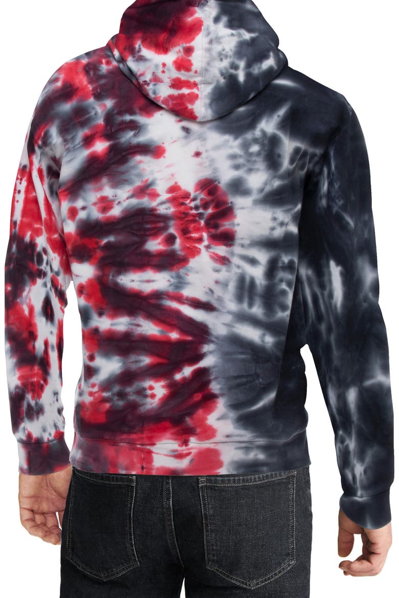 Half and Half Tie Dye Hoodie, Alternate, color, BLACK/RED