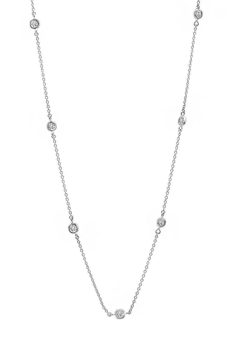 Cubic Zirconia Bezel Station Necklace, Main, color, PLATINUM