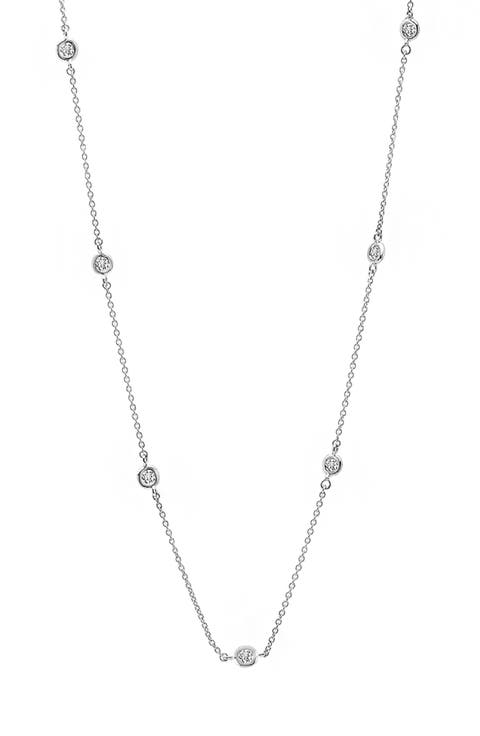 Cubic Zirconia Bezel Station Necklace