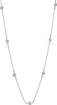 Crislu Cubic Zirconia Bezel Station Necklace