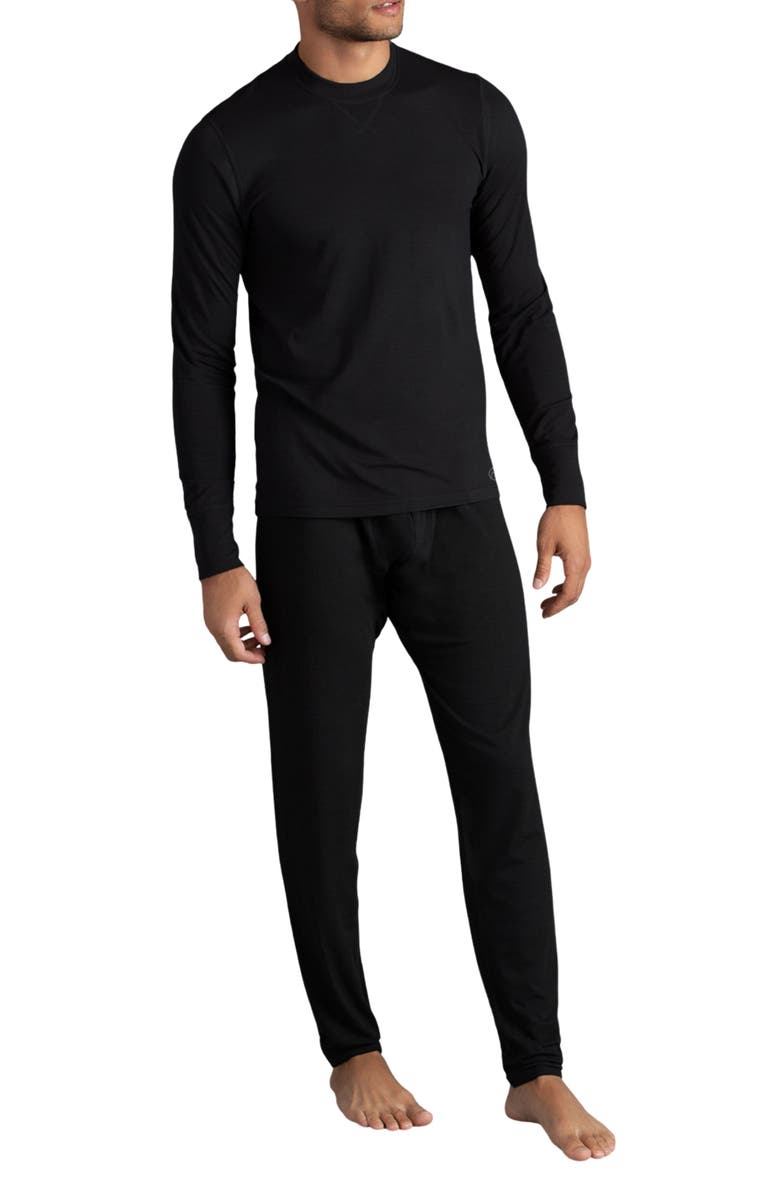 Watson's Men's Heat Baselayer Thermal Long Sleeve Crew Undershirt, Alternate, color, Black