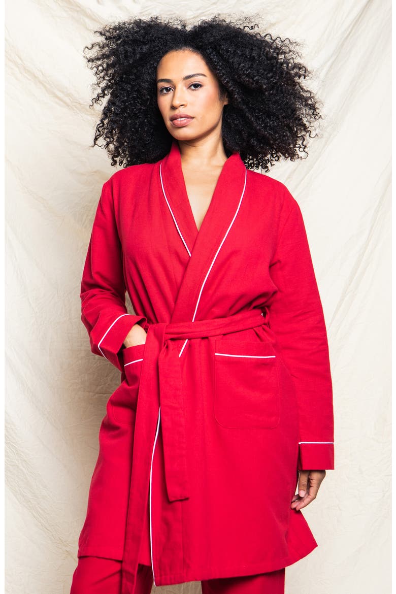 Cotton Flannel Robe, Alternate, color, RED