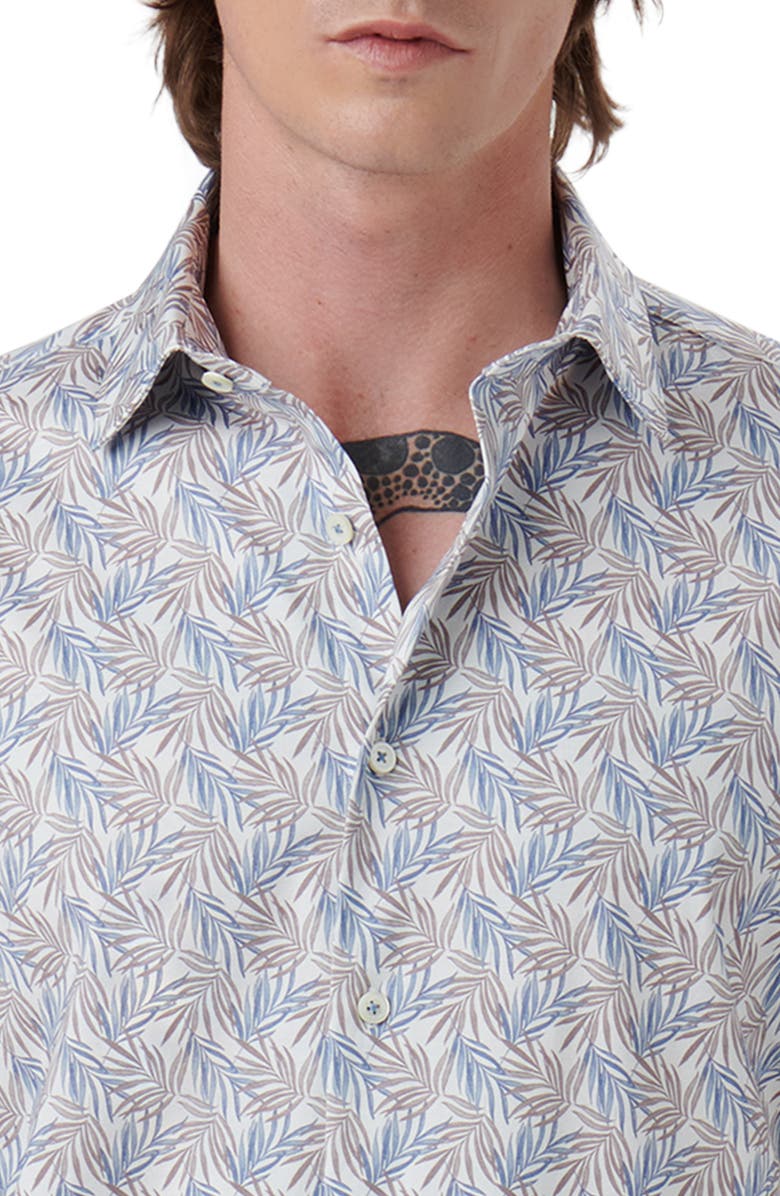 Bugatchi OoohCotton<sup>®</sup> Palm Print Button-Up Shirt, Alternate, color, 