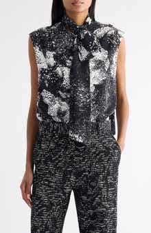 Cecussi Abstract Floral Tie Neck Top