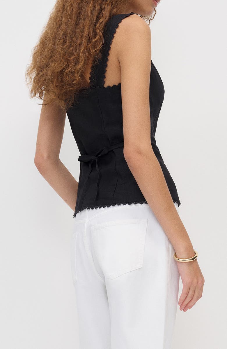 Reformation Viola Linen Tank, Alternate, color, Black