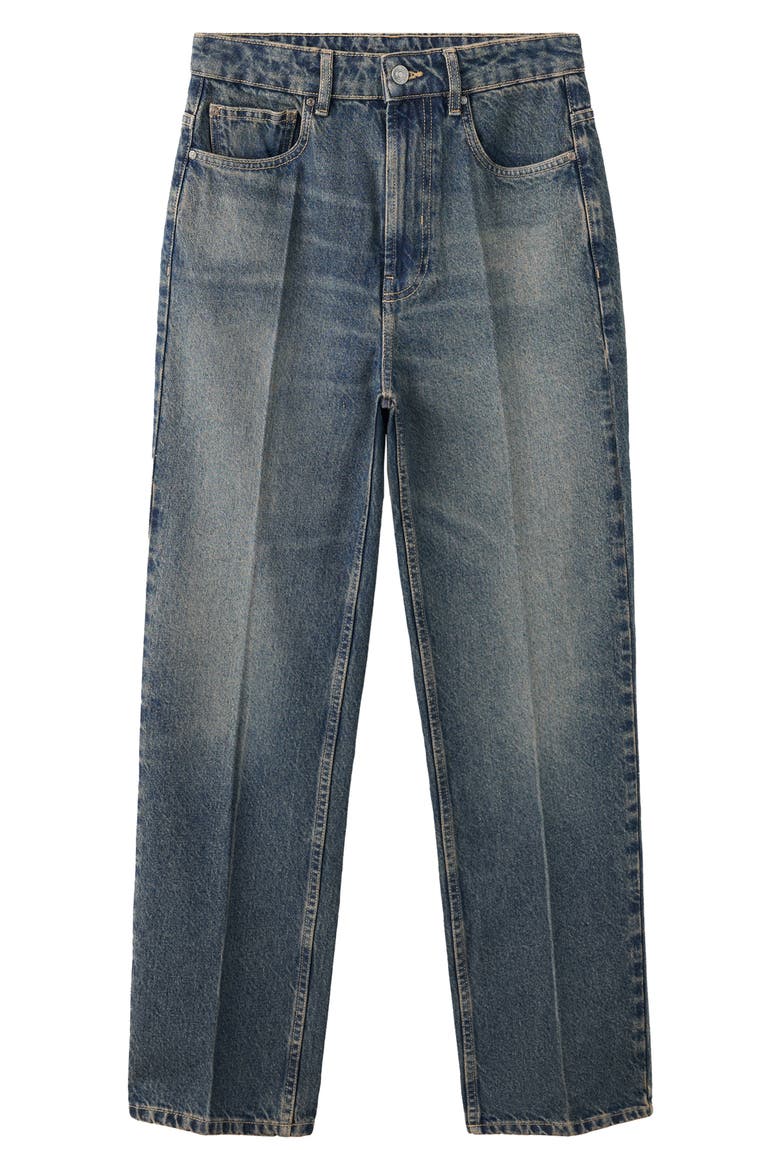 High Waist Straight Leg Jeans, Main, color, DARK VINTAGE BLUE