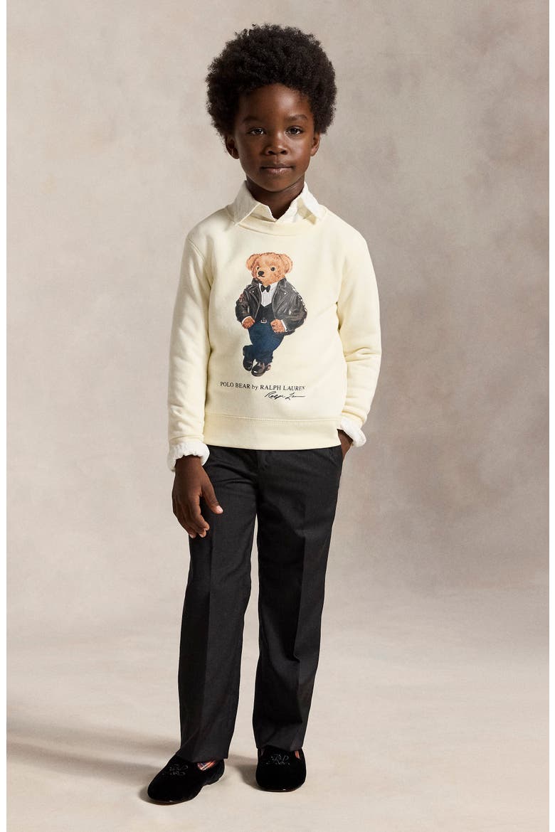 Kids' Polo Bear Graphic Fleece Sweatshirt, Alternate, color, CLUBHOUSE CREAM