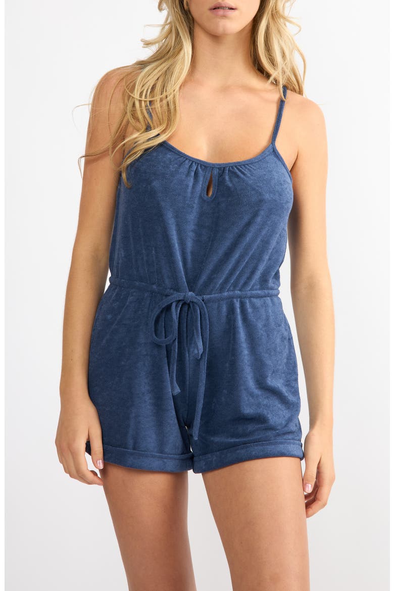 The Coastal Terry Cloth Cover-Up Shirtdress, Main, color, NAVY