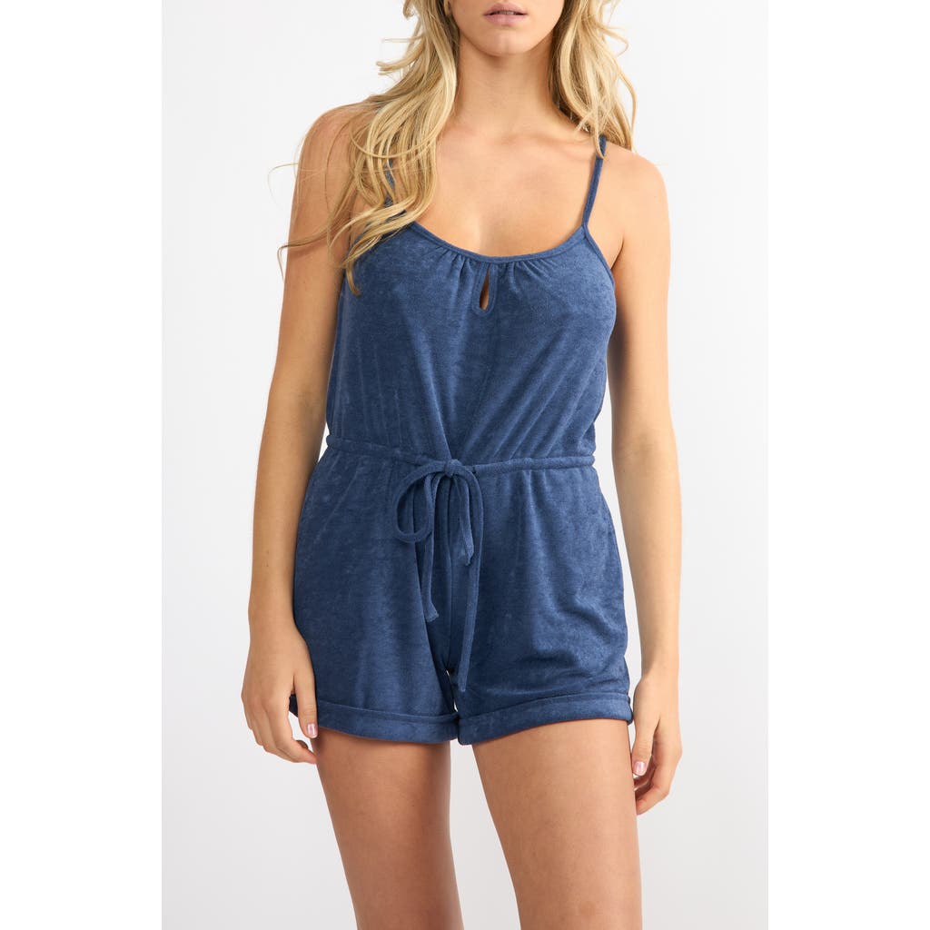 Viens Avec Moi The Coastal Terry Cloth Cover-up Shirtdress In Blue