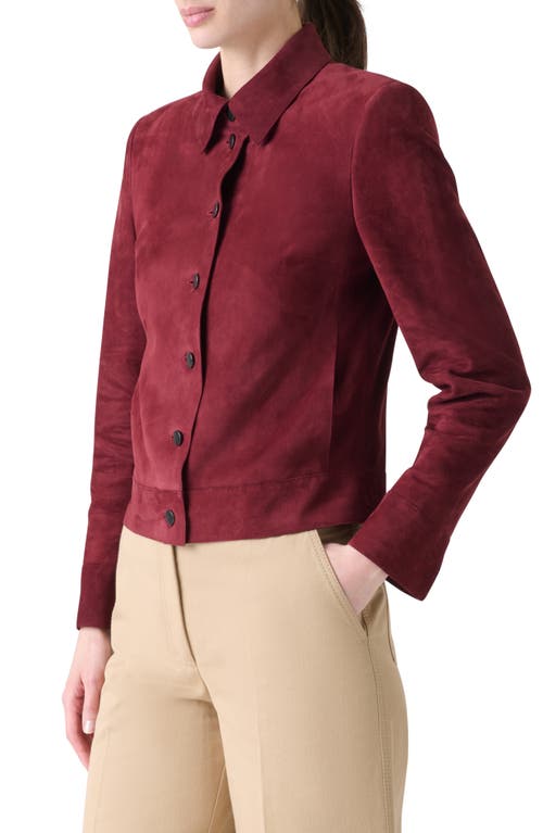 Akris Punto Goatskin Suede Jacket In Burgundy