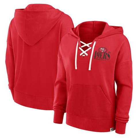 Women's Fanatics Scarlet San Francisco 49ers Blitz Left Lace-Up Pullover Hoodie