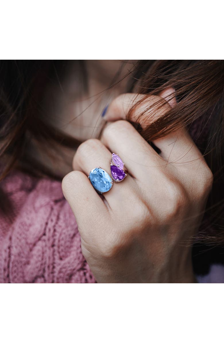 Julianna B. Gemstone Open Cocktail Ring Sterling Silver, Alternate, color, Blue Topaz