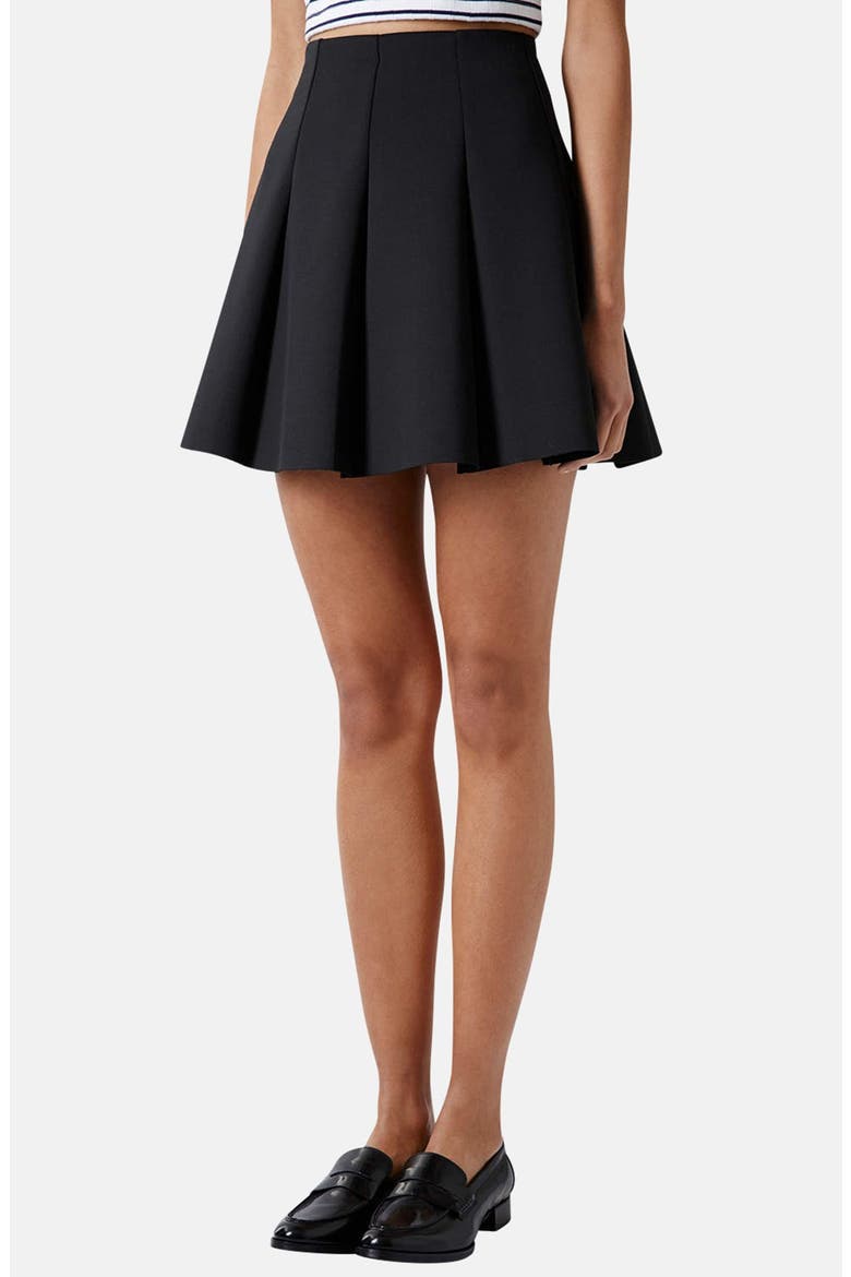 Pleated Scuba Skirt, Main, color, BLACK