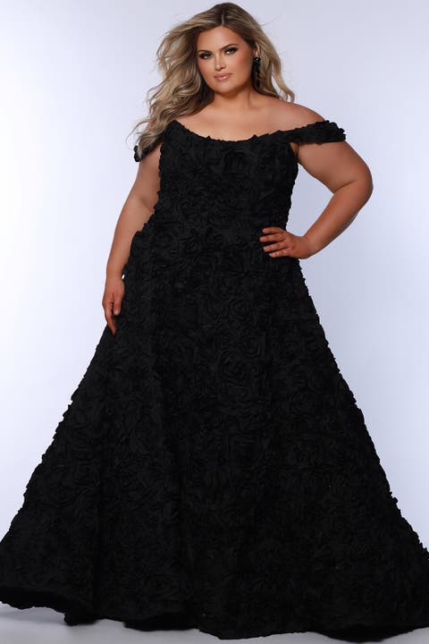 Off-The-Shoudler A-Line Plus Size Evening Gown