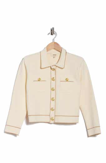 L'AGENCE Neon Trim Cropped Cardigan