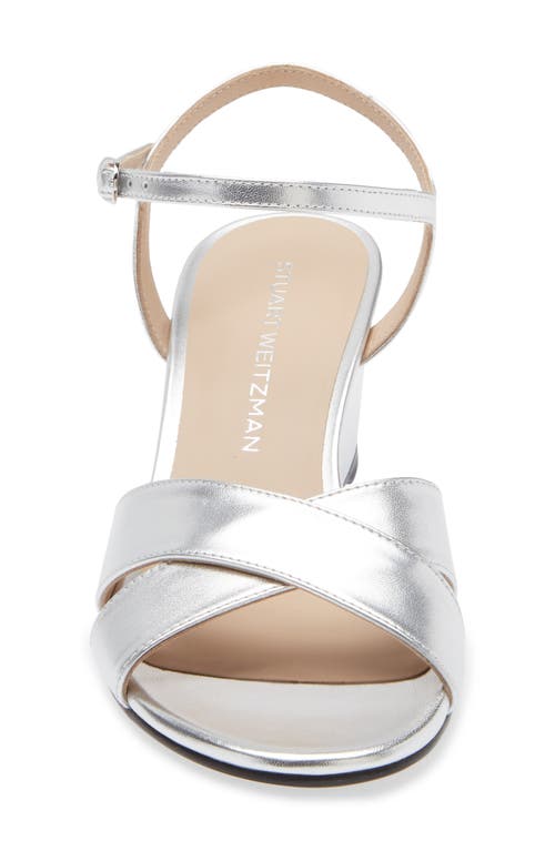 Stuart Weitzman Dayna Ankle Strap Wedge Sandal In Silver