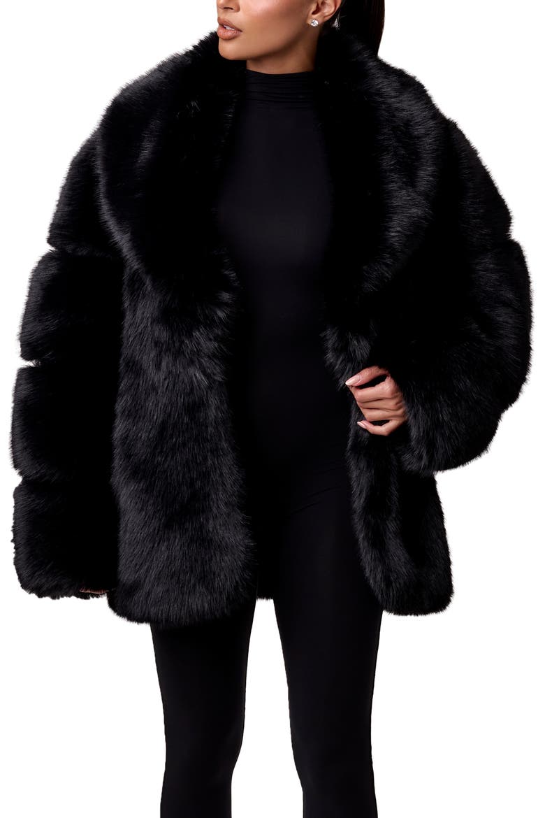 Oversize Fur Jacket, Main, color, BLACK