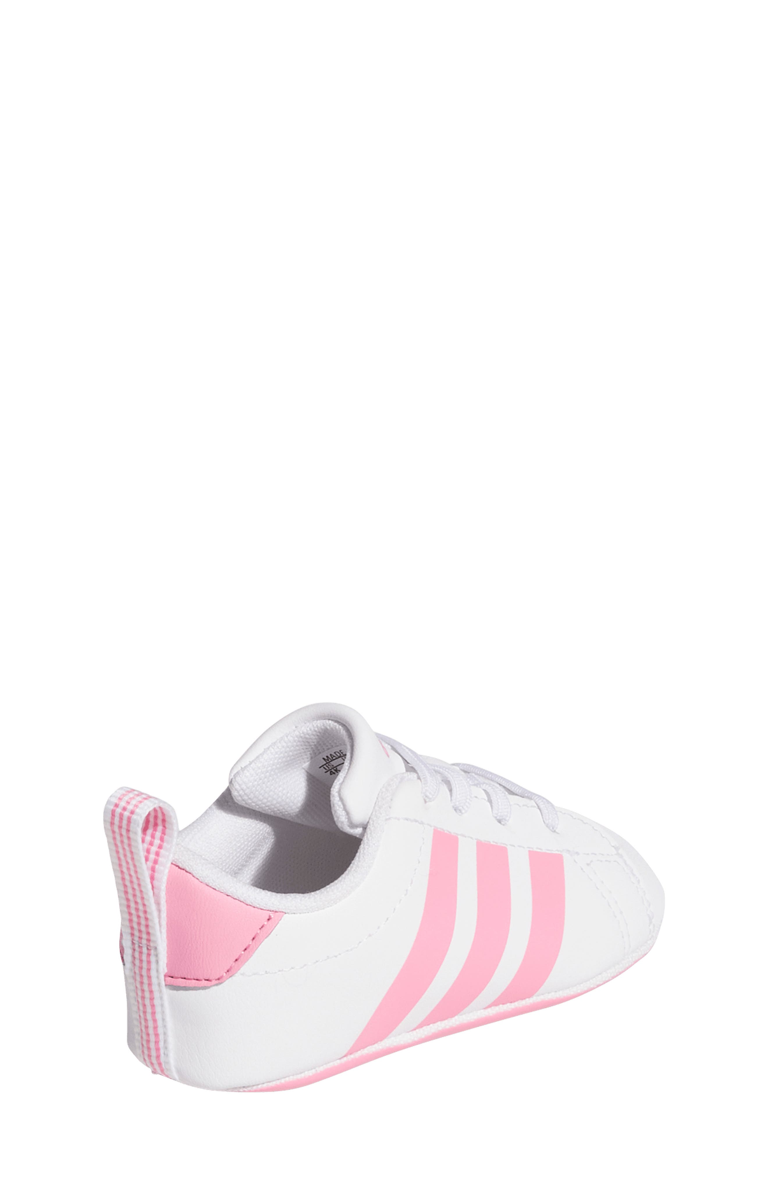 adidas Grand Court Crib Sneaker, Alternate, color, Footwear White/ Bliss Pink