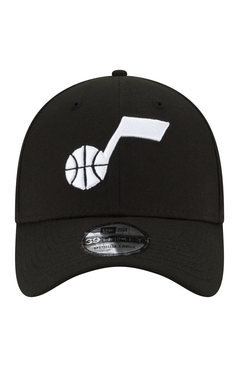 New Era Men's New Era Black Utah Jazz Logo 39THIRTY Flex Hat, Alternate, color, Black