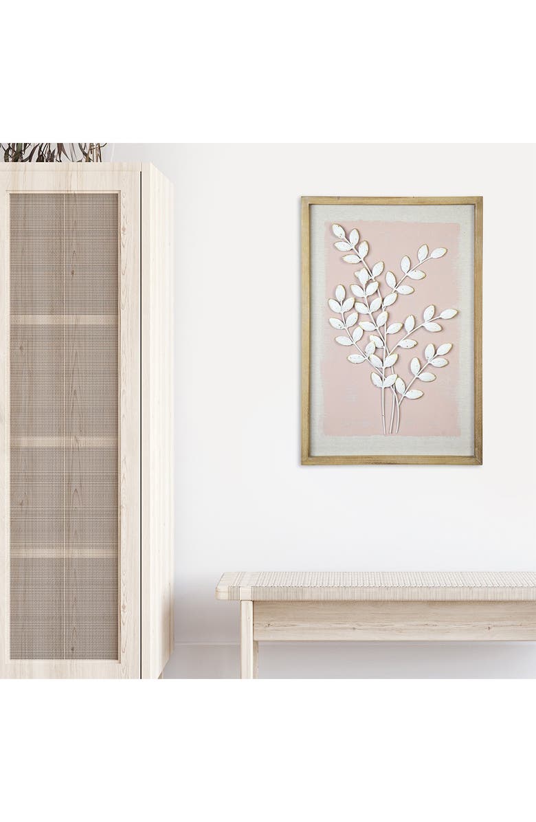 STRATTON HOME DECOR Framed Pink Leaf Wall Art, Alternate, color,