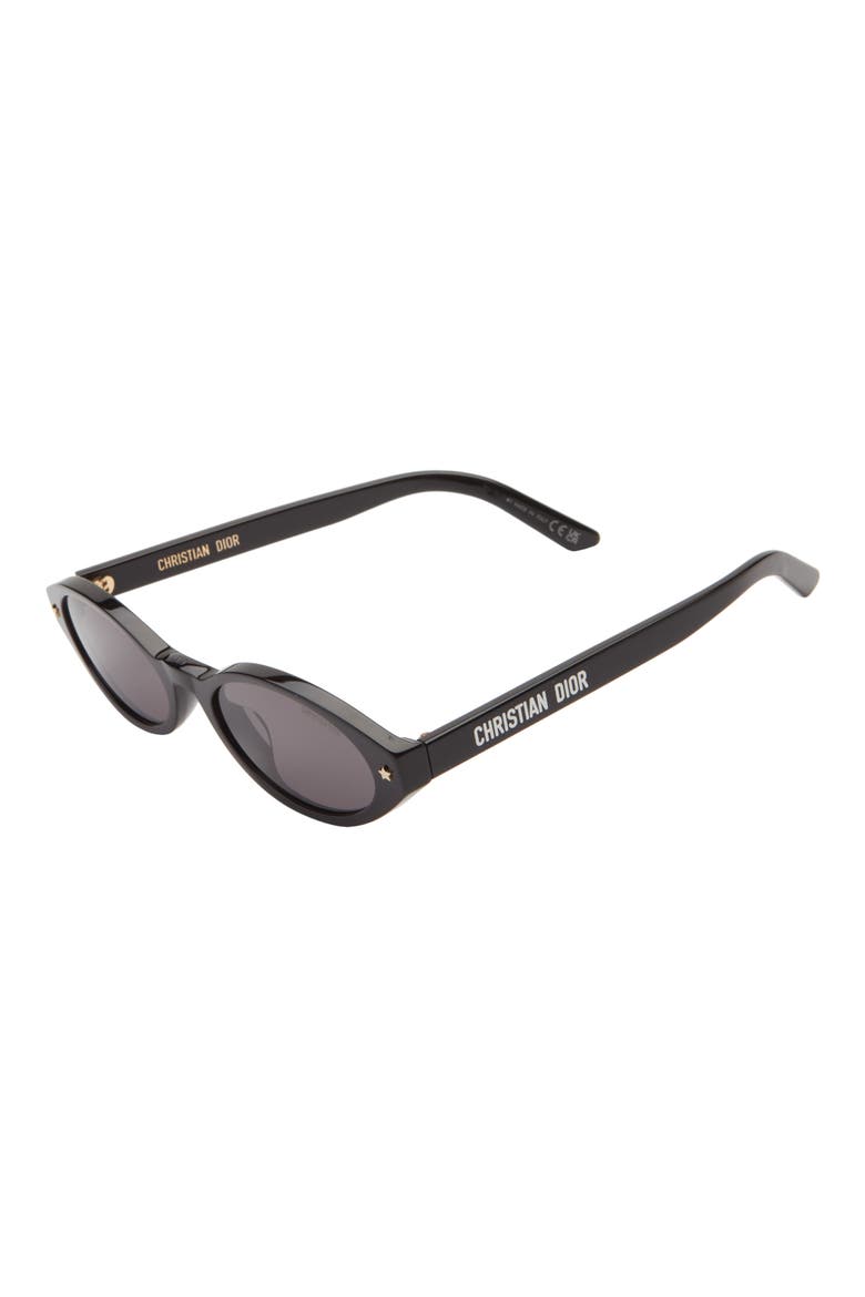'DiorPacific R1I 52mm Oval Sunglasses, Alternate, color, SHINY BLACK / SMOKE