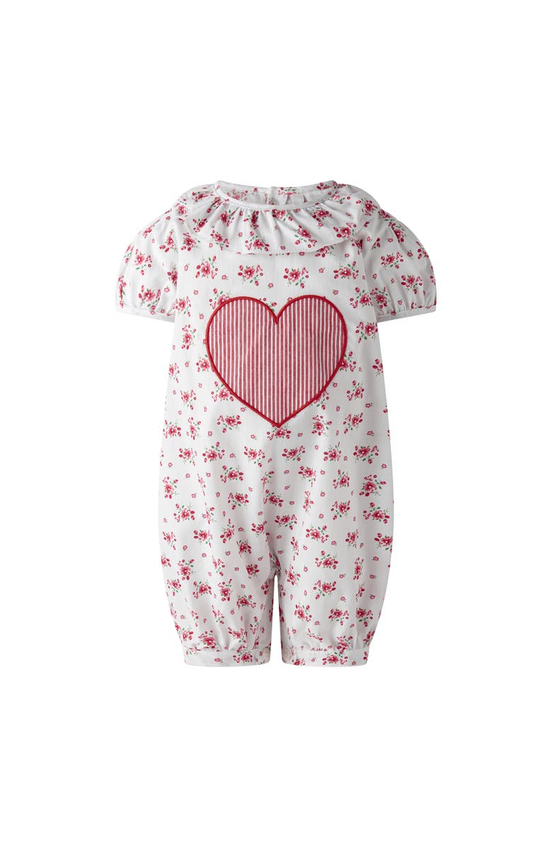 Rachel Riley Floral Heart Applique Bubble, Main, color, Red