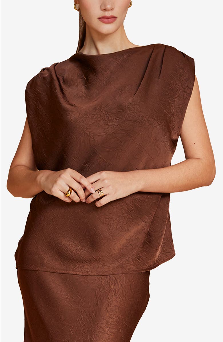 CRESCENT Cowl Neck Crushed Satin Top, Main, color, 