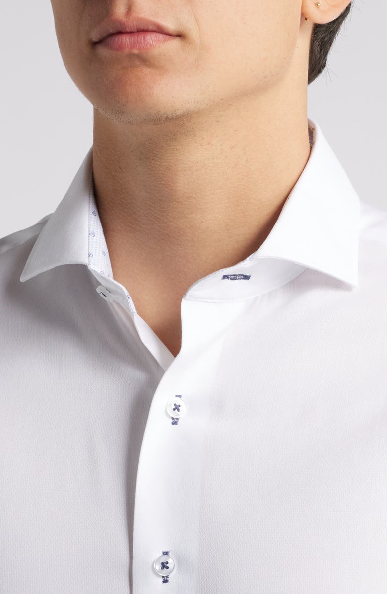 Lorenzo Uomo Trim Fit Check Diamond Textured Cotton Dress Shirt, Alternate, color, White