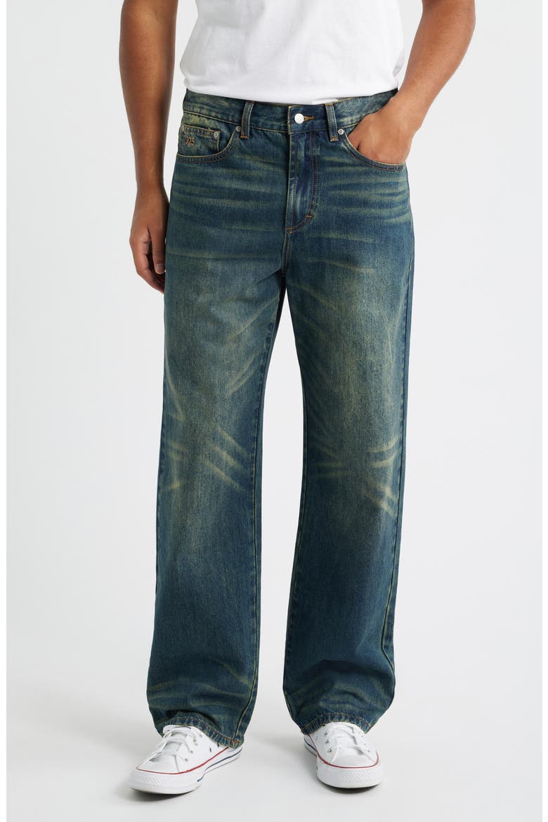 Stock Relaxed Straight Leg Jeans, Main, color, NIGHT WASH