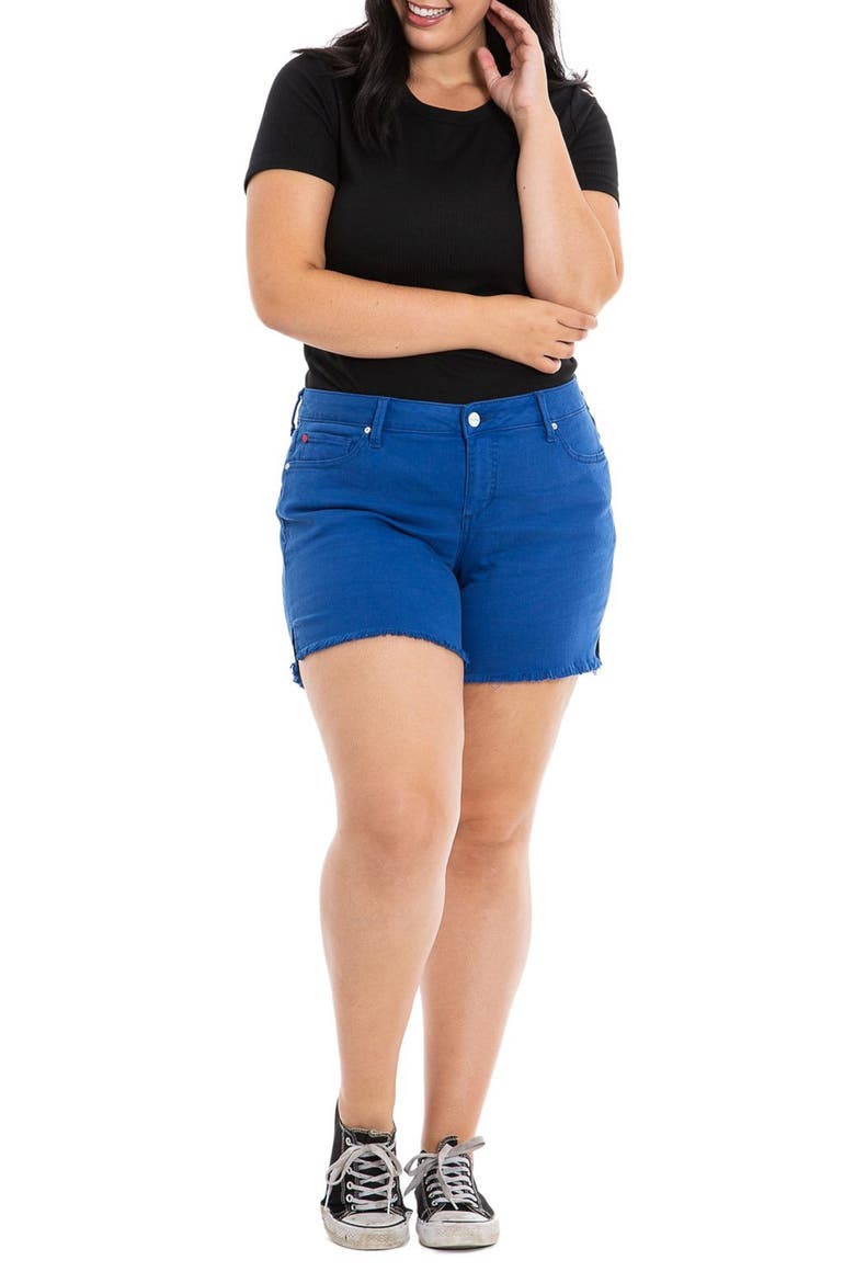 Frayed Hem Side Vent Shorts, Alternate, color, CLASSIC BLUE
