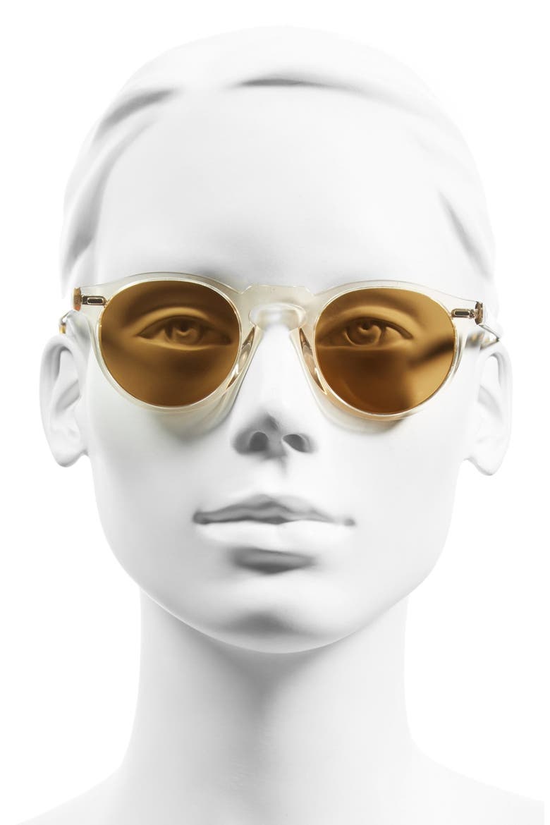 Gregory Peck 47mm Retro Sunglasses, Alternate, color, YELLOW/ GOLD MIRROR