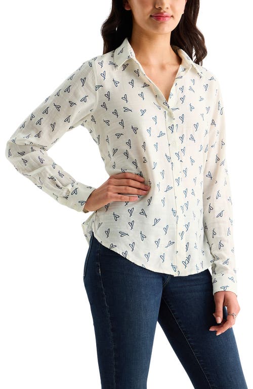 Lucky Brand Heart Print Button-up Shirt In Multi
