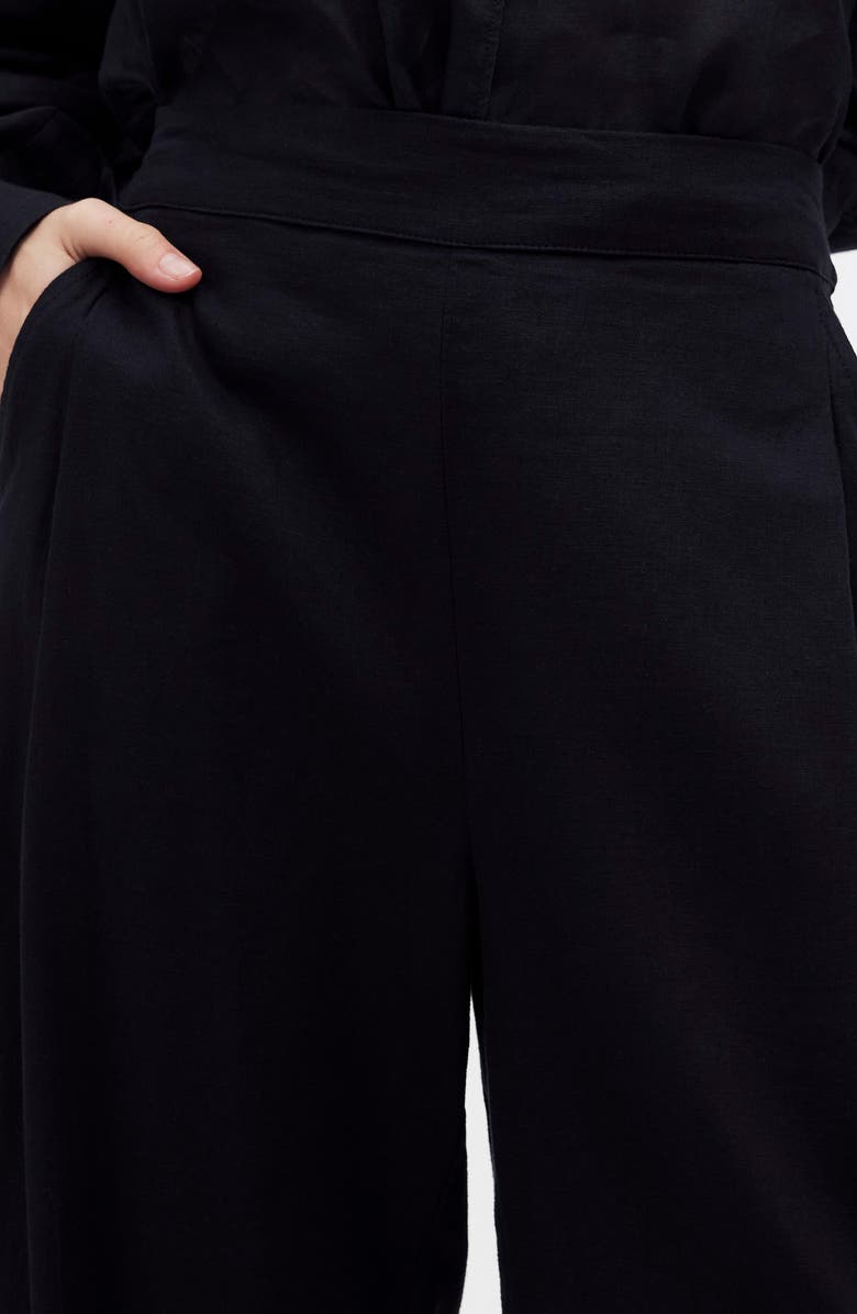Madewell Pull-On Crop Straight Leg Linen Pants, Alternate, color,